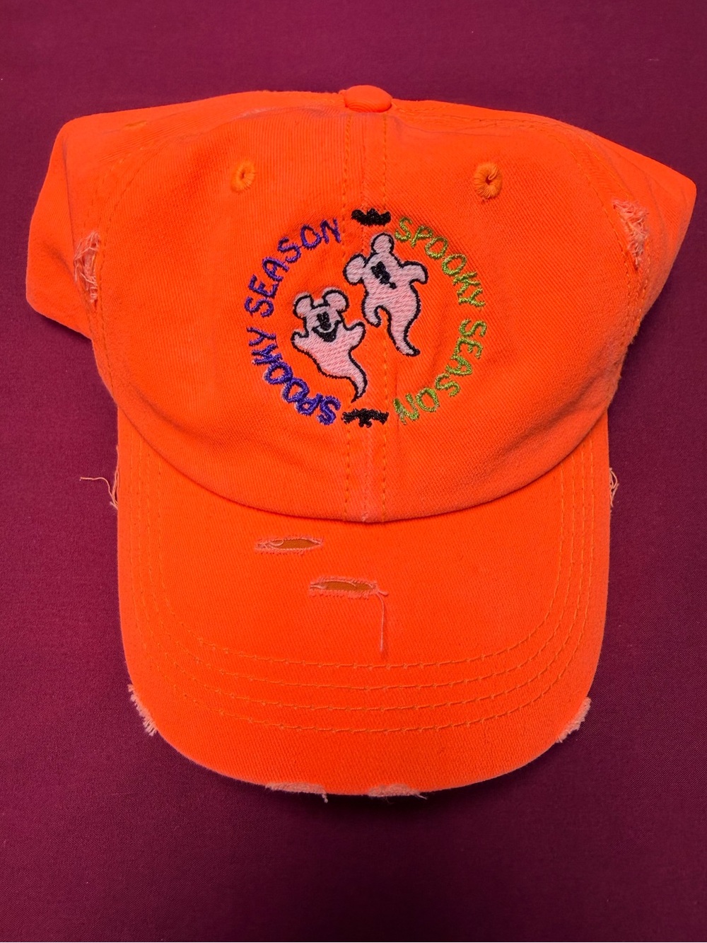 Disney Adult Neon Orange 'Spooky Season' Mickey Mouse Ghost Cap